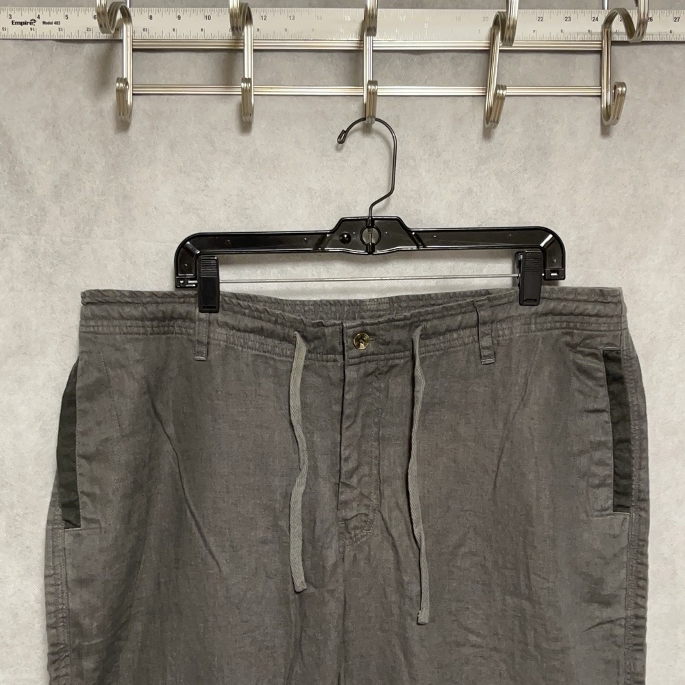 Island Importer Pants Men 38X33 Gray Linen Drawstring Baggy Relaxed Lightweight